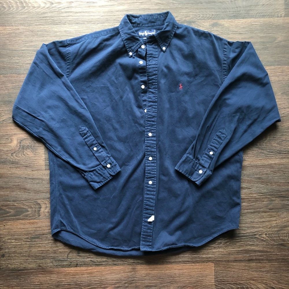 Polo Ralph Lauren Blue Solid Button Down L/S XL